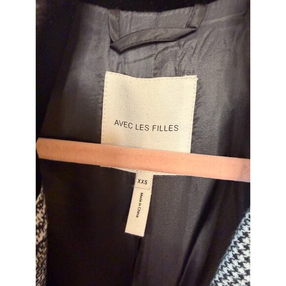 Avec Les Filles Size XXS Blazer White Black Tweed Velvet Collar - Picture 5 of 6